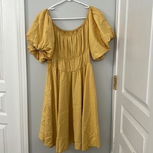 Yellow off the shoulder dress